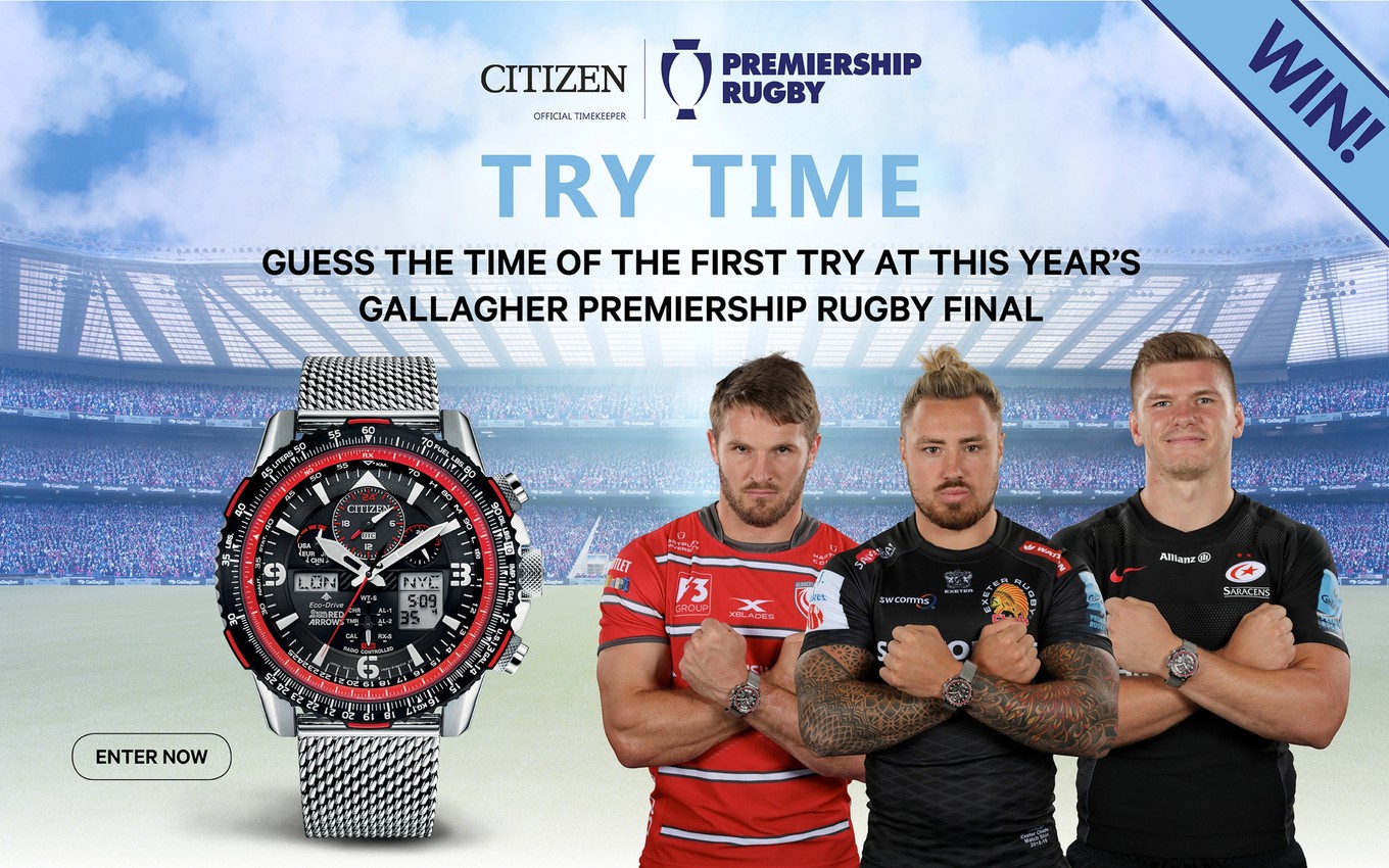 Win a Citizen Watch by guessing the time of first try in Prem Final