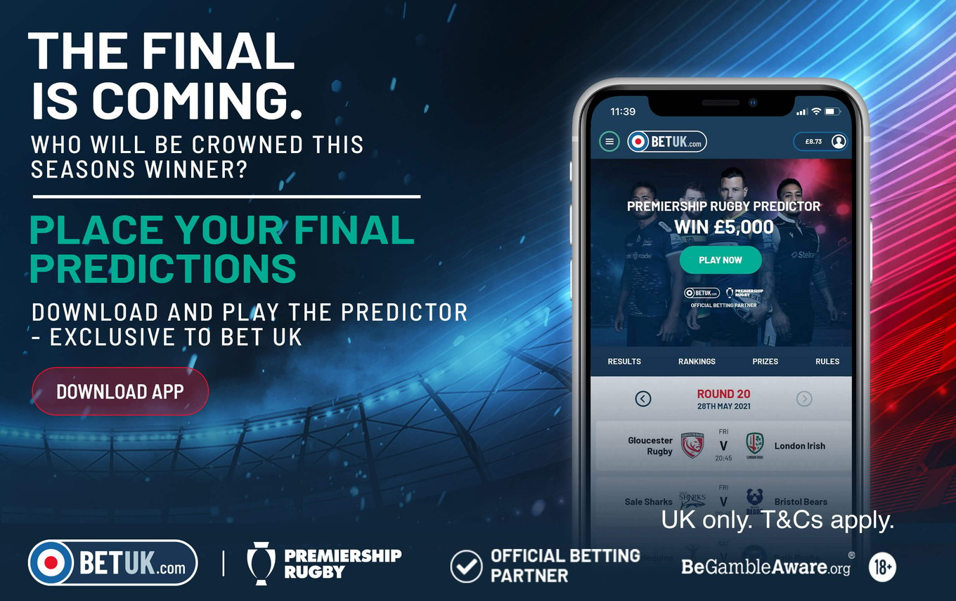 Win £5,000 in BetUK.com’s Premiership Rugby Predictor