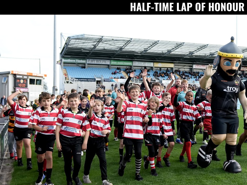 Half time lap of honour at the Exeter Chiefs Match Day Experience
