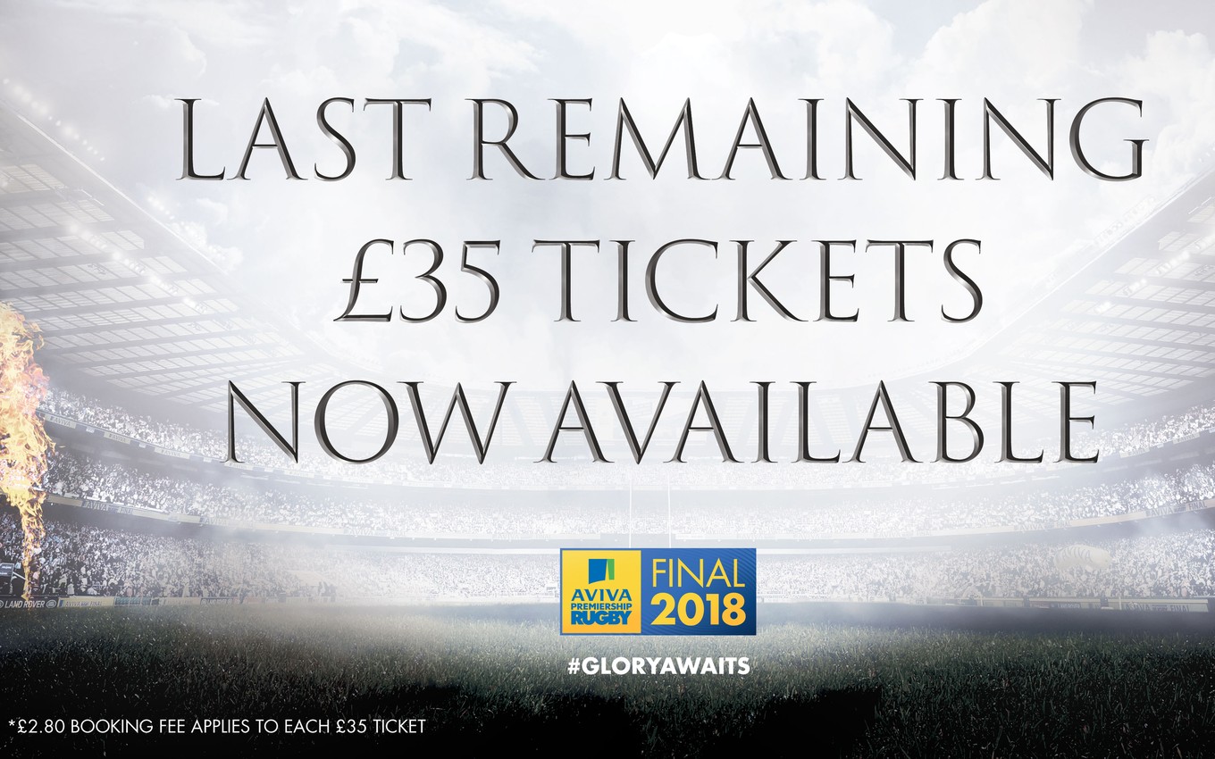 Final £35 tickets left for Aviva Premiership Rugby Final